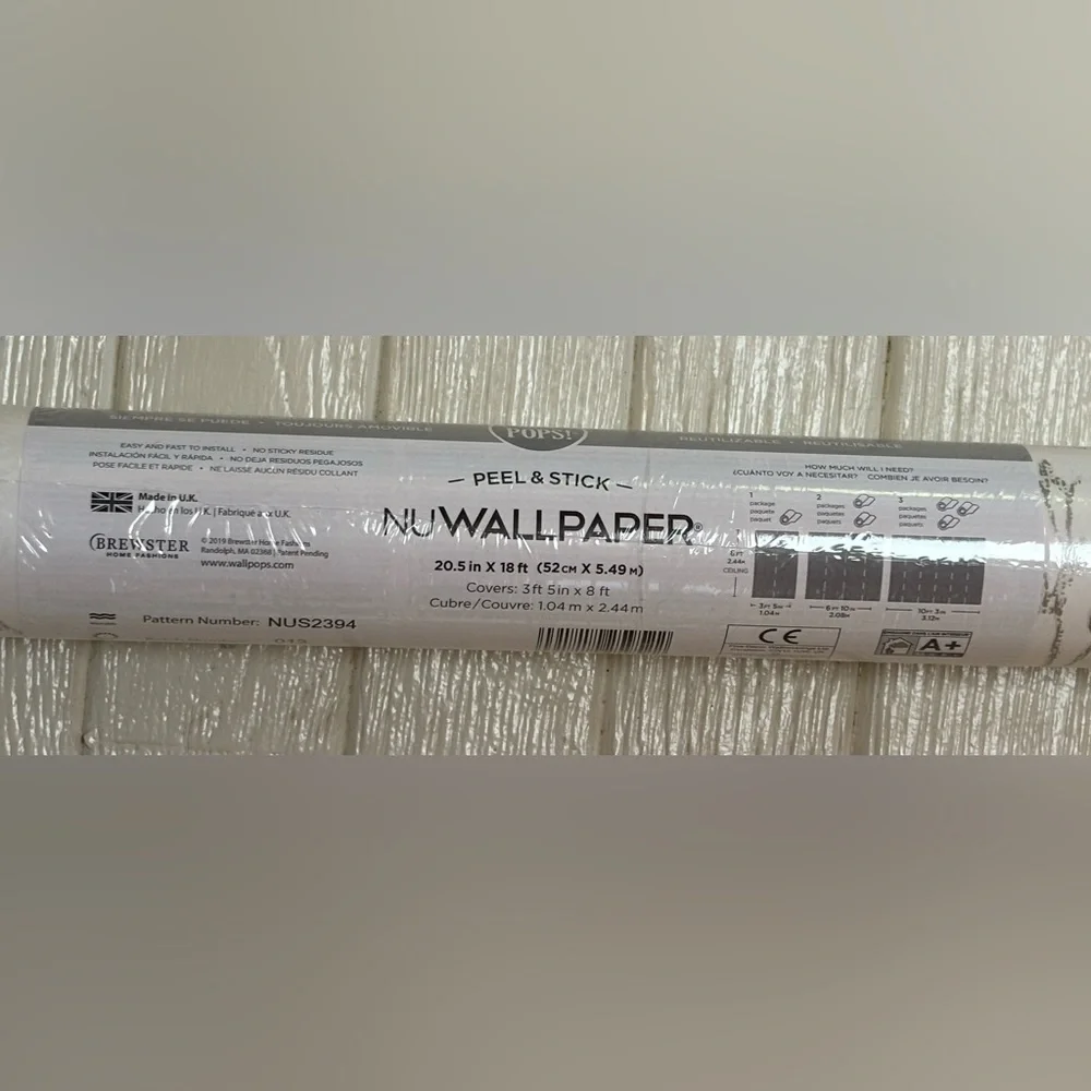 NuWallpaper NU2394 White Treetops Peel & Stick Wallpaper Roll